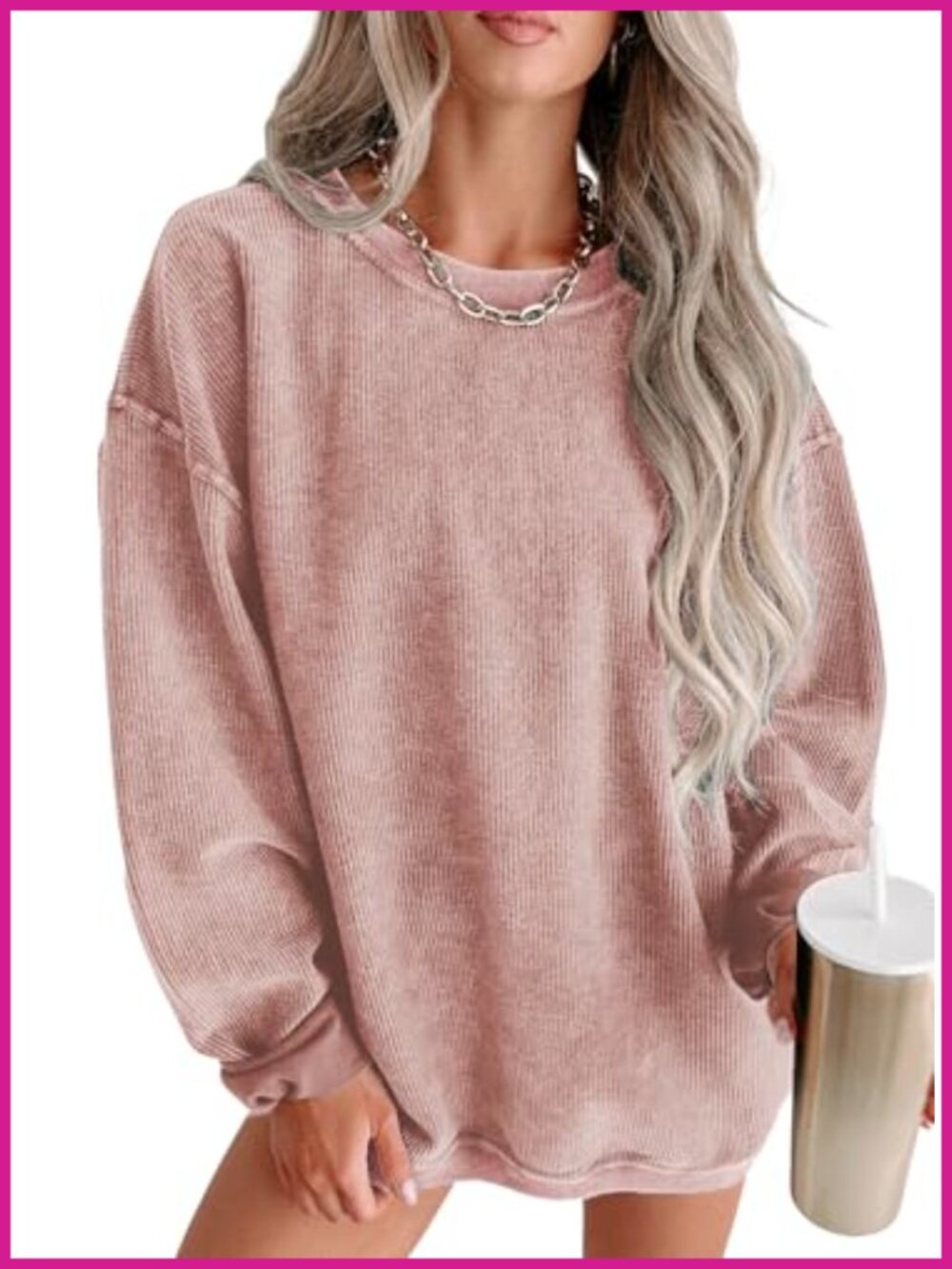 Womens Corduroy Sweatshirt Oversized Crewneck Pullover Fall Winter Casual